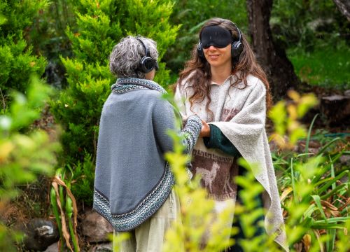 Movement session during the darkness and silence retreat in Peru