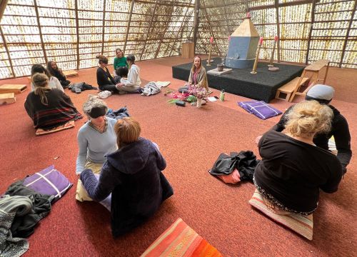 Quiet reflection during the darkness and silence retreat in Peru