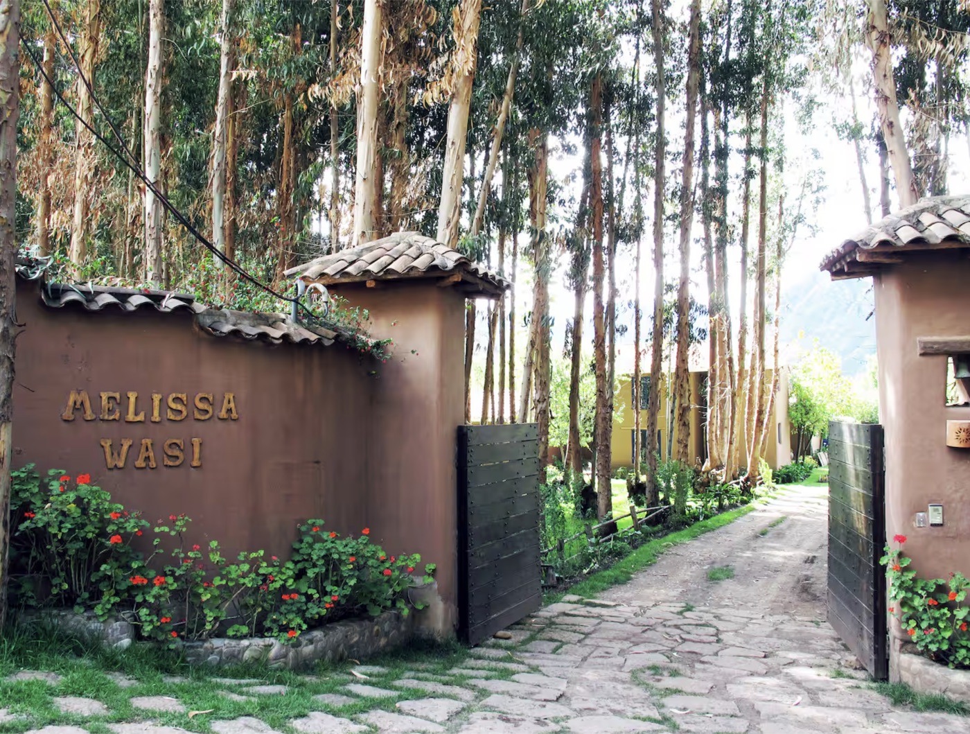 The entrance to Melissa Wasi with its eucalyptus path